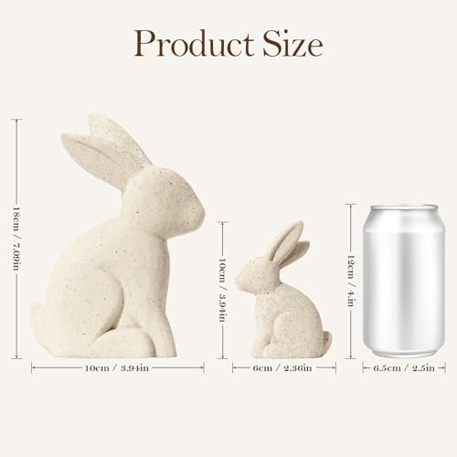 DN DECONATION Golden Polyresin Bunny Decor Rabbit Figurines Easter Bunny Statue Set of 3 for Spring