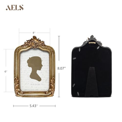 AELS 4x6 Inch Vintage Picture Frame Elegant Antique Photo Frames with Glass Front Photo Display