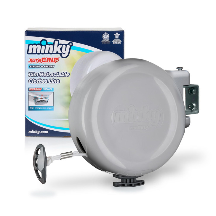 Minky Homecare Outdoor Retractable Clothesline - Heavy Duty PVC Coated Line - Energy and Space
