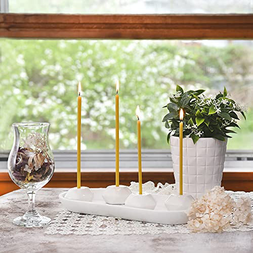 Set of 2 Small White Ceramic Candleholders for Votprof Slim Taper Candles Durable Modern Design