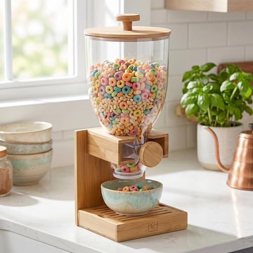 Honey-Can-Do Compact Dry Food Dispenser Single Control and Snack Storage Container for Countertop