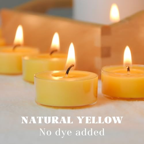 12pcs Natural Beeswax Tealight Candles - Organic Candle Honey Scent Smokeless Clean Burning