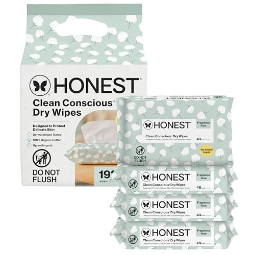 The Honest Company 100% Pure Organic Cotton Dry Wipes, 192 Count