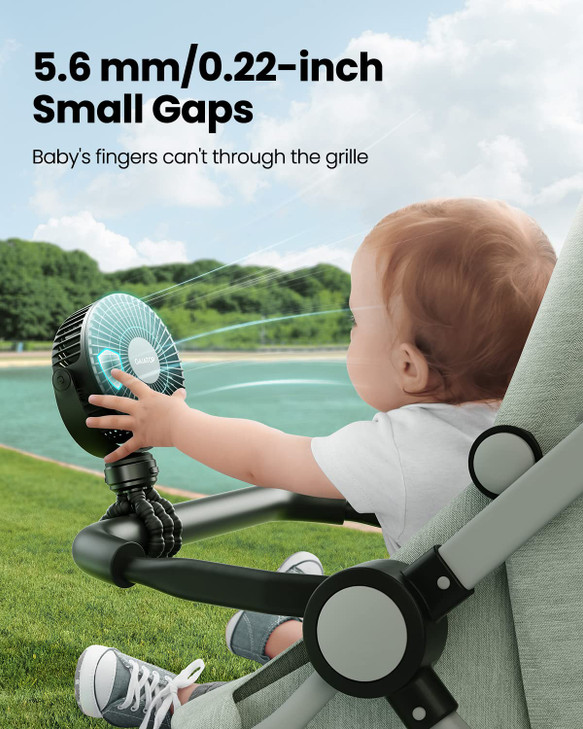 Gaiatop Mini Portable Stroller Fan, Small Clip on Fan 3 Speed Rechargeable