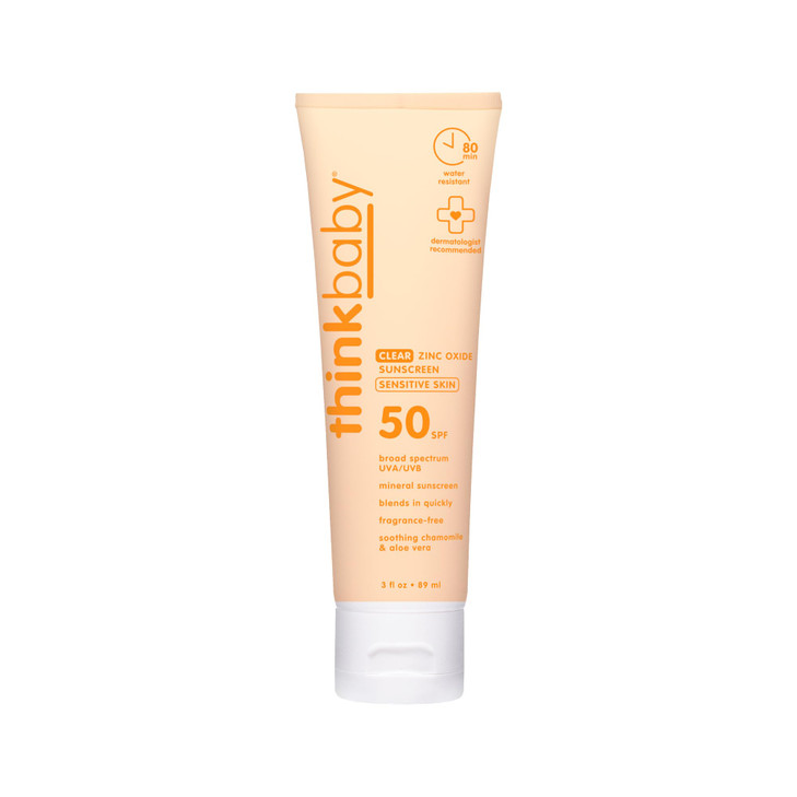 Thinkbaby Baby Sunscreen for Sensitive Skin SPF 50, 3 Fl Oz Mineral Formula