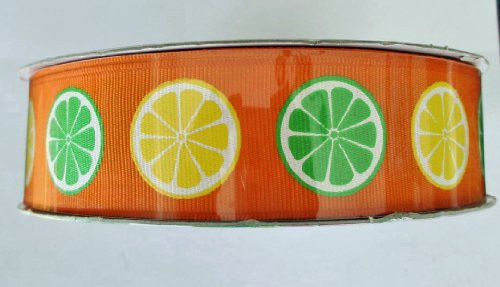 Kirkland Wire-Edged no Seams Gift Wrap Ribbon 50 Yards (Citrus)