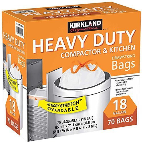 Kirkland Signature Compactor Kitchen Trash Bag with Gripping Drawstring Secure - 8.0909650154 pounds