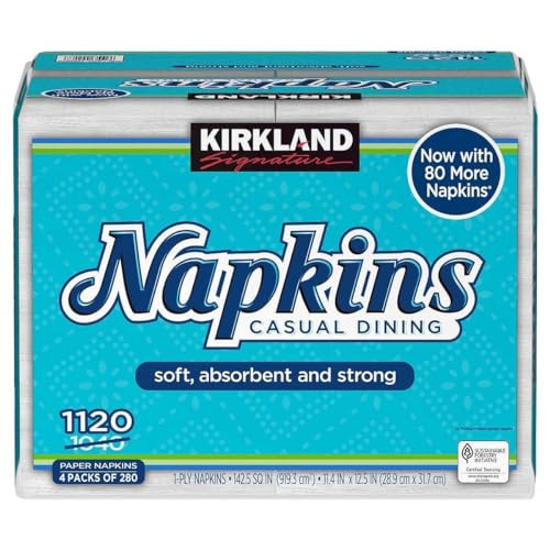 Kirkland Signature Napkin, 1-Ply, 280 Count (Pack of 4)