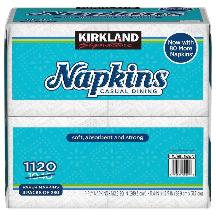 Kirkland Signature Napkin, 1-Ply, 280 Count (Pack of 4)