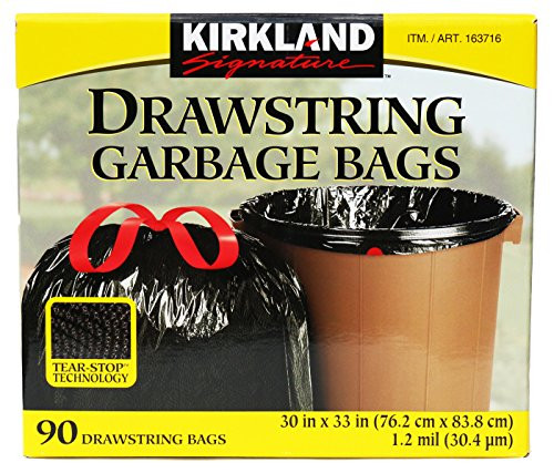 Kirkland Signature Drawstring Bags (Pack of 90/ 30 X 33), 90 Count