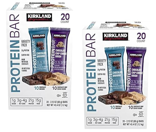 Kirkland Signature Protein Bar Energy Variety Pack, 20 Count (2 Pack)