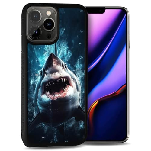 for iPhone 16 Pro Max, Durable Protective Soft Back Case Phone Cover, HOT24105 Horror Shark