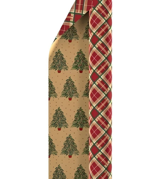 KIRKLAND Double-Sided Roll KRAFT Christmas Gift Wrap 270 Sq. Ft. Total Christmas Plaid