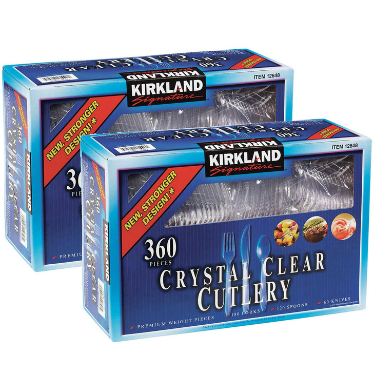 Kirkland Signature Crystal Clear Disposable Cutlery, 360 Pieces (Pack of 2)
