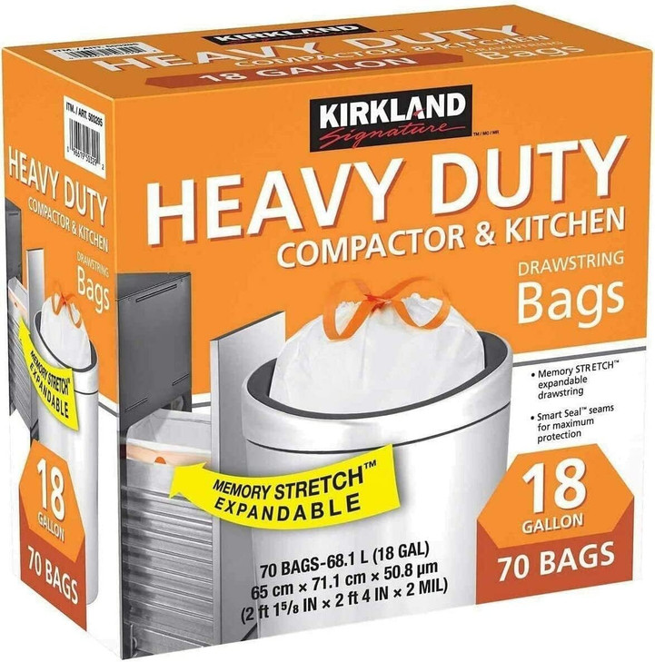 KIRKLAND SIGNATURE Compactor Kitchen Trash Bag with Gripping Drawstring Secure Full - New Edition