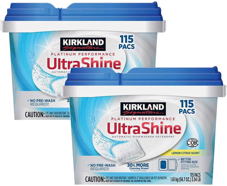 Kirkland Signature Premium Dishwasher Detergent Pacs Lemon Citrus Scent - 2 Count (230 Pacs) + Bonus