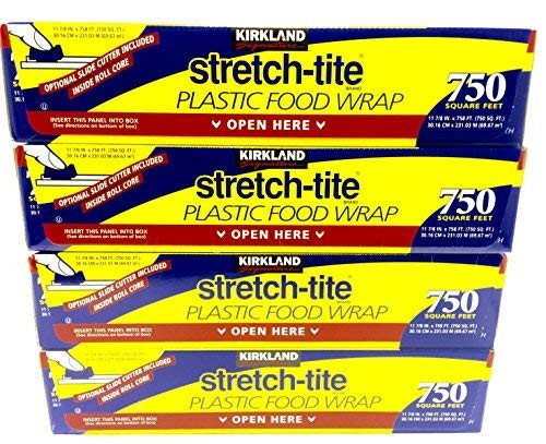 4 Pack - Kirkland Signature Stretch Tite Plastic Food Wrap 11 7/8 X 750 ft.