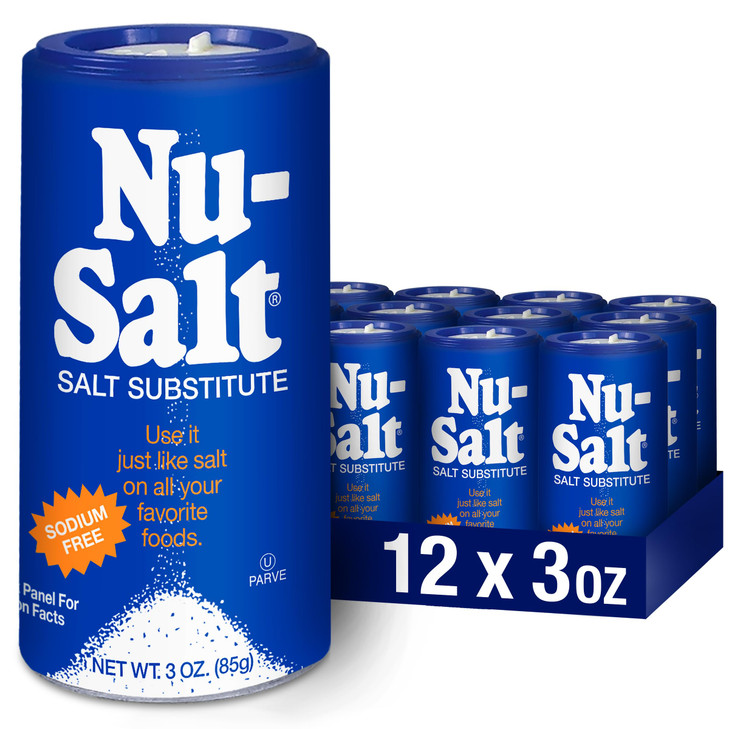 Nu-Salt Sodium-Free Salt Substitute, Contains Potassium Chloride, Table Salt Alternative, Vegan