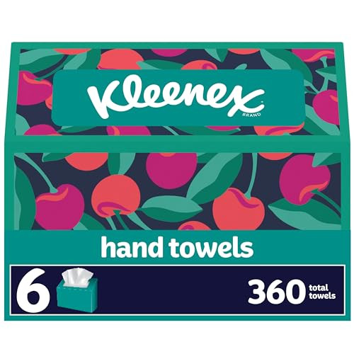 Kleenex Disposable Paper Hand Towels, 6 Boxes, 60 Tissues per Box (360 Total Tissues)