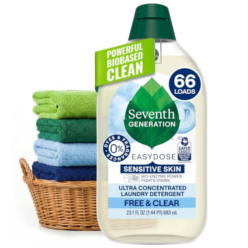 Seventh Generation Laundry Detergent, Ultra Concentrated EasyDose, Free & Clear, 23.1 Fl Oz
