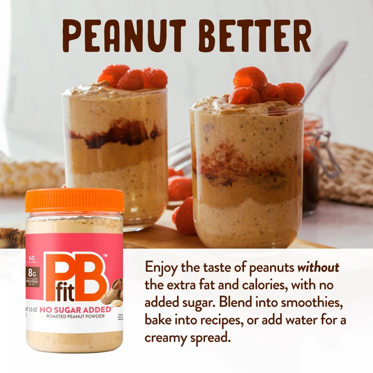 PBfit No Sugar Added Peanut Butter Powder, Powdered Peanut Butter Spread from Real Roasted Peanuts