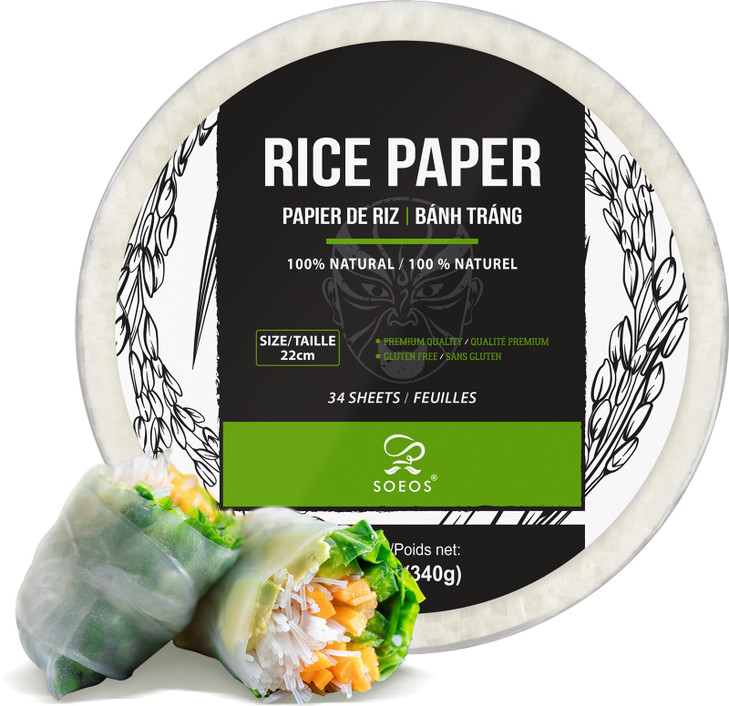 Soeos Rice Paper, 1 Pack, 34 Sheets, Round, 22cm