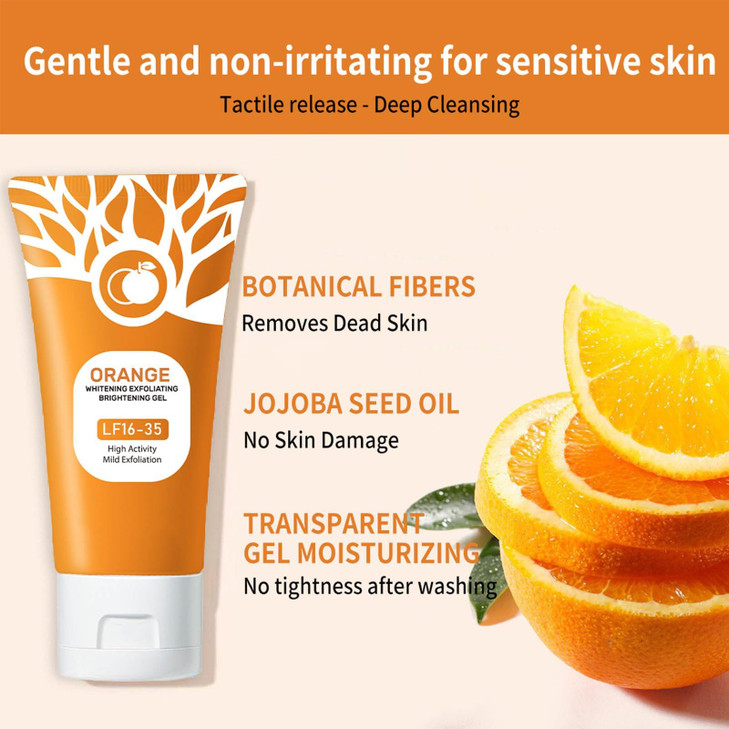 Ezyuanchly Orange Exfoliating Gel, Moisturizer Face Body Scrub Gel,Deep Cleansing Moisturizing
