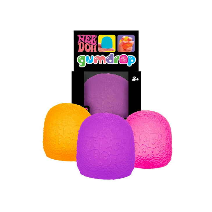 Schylling NeeDoh Gumdrop Textured Sensory Fidget Toy Colors May Vary (3 Pack)