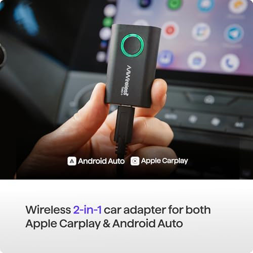 AAWireless TWO Compatible with Android Auto Apple Carplay 2 in 1 Wireless Adapter Wireless Connection via Bluetooth