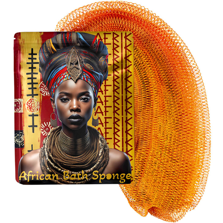 African Net Sponge Premium Authentic Exfoliating Body Scrubber Extra Long Stretch Bath Sponge for Shower Deep