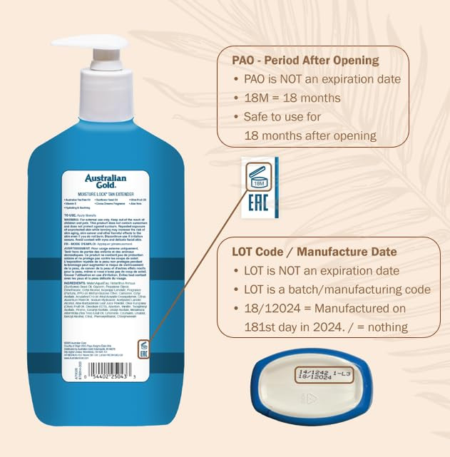Australian Gold Moisturer Lock Tan Extender Lotion Enriched with Vitamin E Aloe Vera 16 Fl Oz