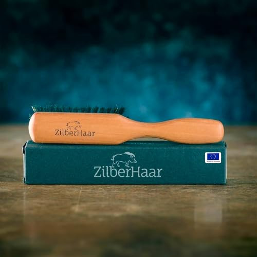 Beard Brush by ZilberHaar Stiff Boar Bristles for Men s Grooming Straightens and Promotes Growth Works with Beard Oil