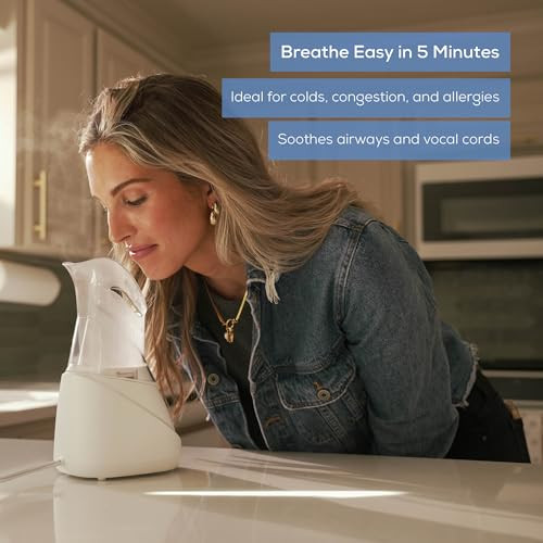 Beurer SI30 Steam Inhaler for Sinus Congestion Allergies Drug Free Quick 3 5 Minute Setup Ultra Quiet Face Steamer with