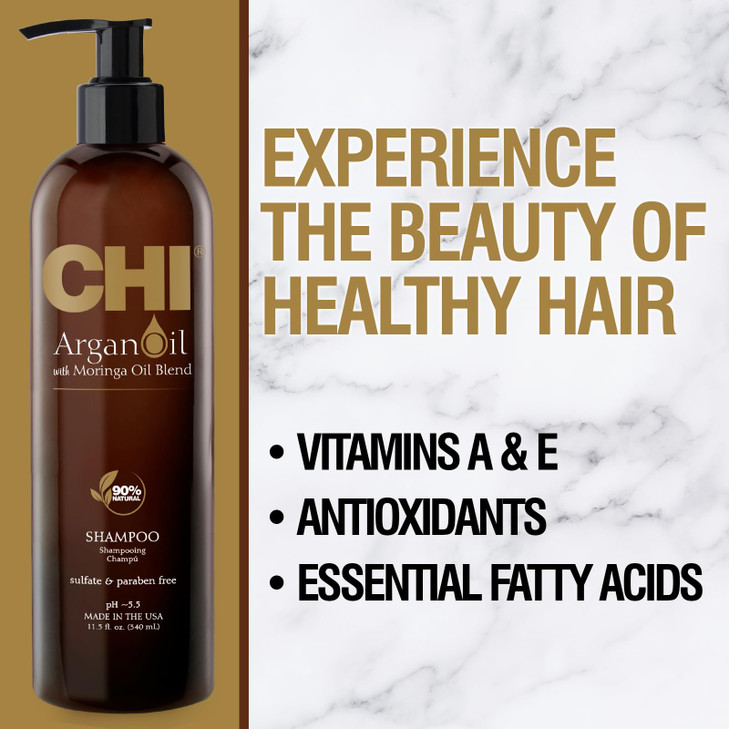 CHI Argan Oil Shampoo Restores Moisture Helps Rejuvenate Dry Damaged Hair Enhances Strength Sulfate Paraben Cruelty