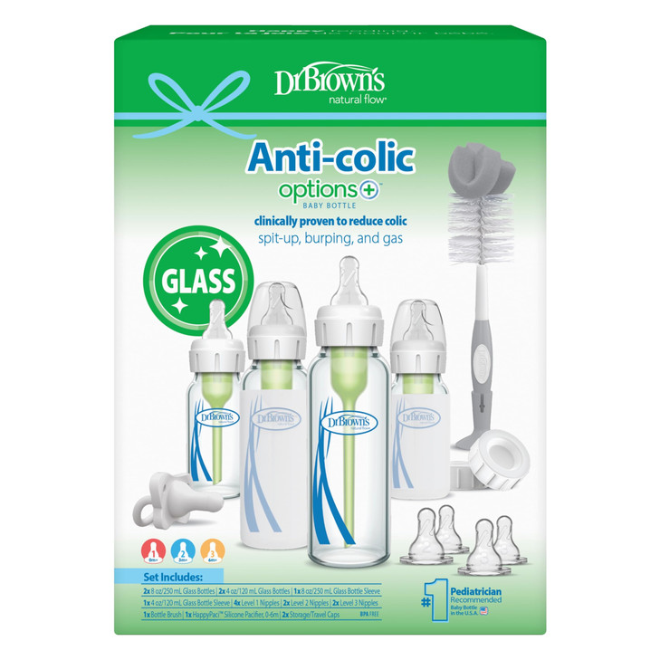 Dr Brown s Anti Colic Options Narrow Glass Baby Bottle Starter Set