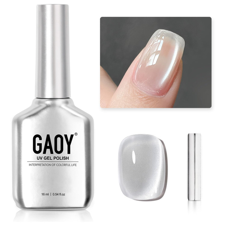 GAOY Glassy Cat Eye Gel Nail Polish 16ml Glitter Holographic UV Gel Polish with Magnet Reflective Translucent 2341