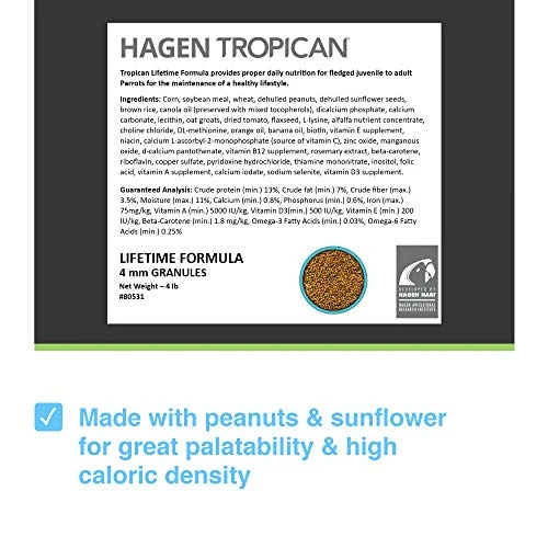 Hagen Tropican Lifetime Formula Parrot Food 4 lb