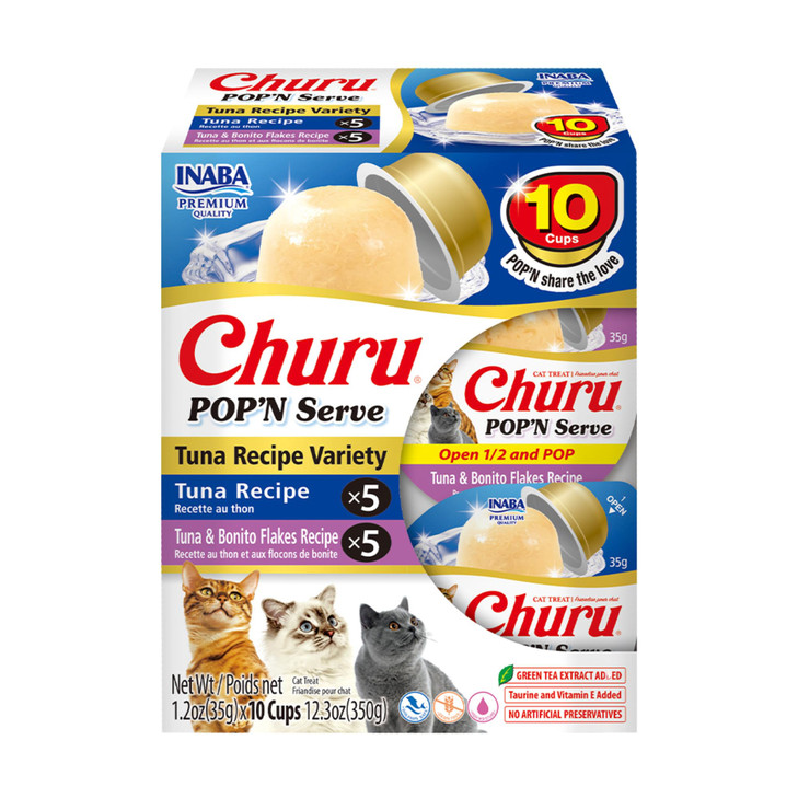 INABA Churu Pop n Serve Lickable Cat Treats Tuna Variety 10ct