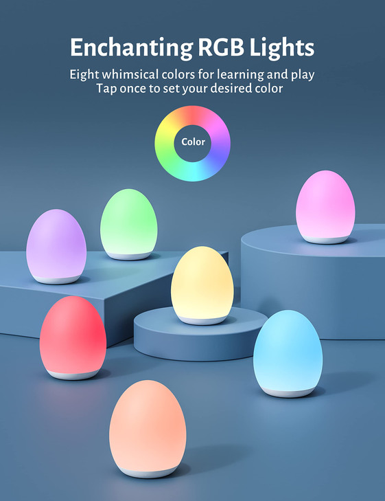 JolyWell Night Light for Kids Baby Night Light with 7 Colors Changing Mode Stepless Dimming Nursery Night Light BPA