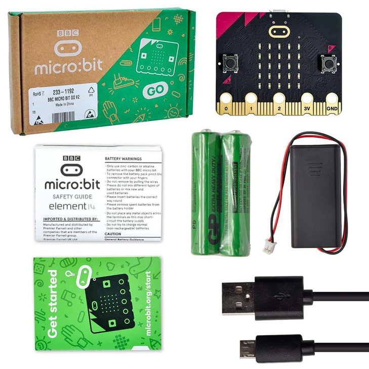KEYESTUDIO Micro bit V2 Go Kit Original Microbit V2 Starter Kit with Micro bit V2 Battery Holder Micro USB Cable