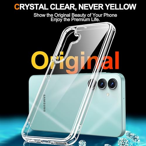 GOLDJU for Samsung Galaxy A16 5G Case Clear, with 1X Tempered Glass Screen Protector, [Military-Grade Drop Protection] Slim Shockproof Protective Cov
