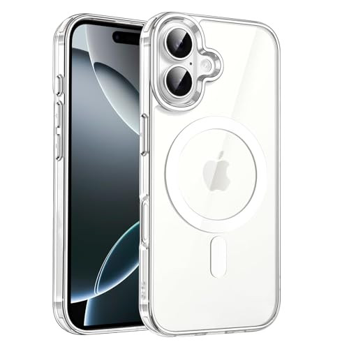 CameCosy Magnetic for iPhone 16 Case [Compatible for MagSafe],Crystal Clear Design Anti-Yellowing Slim Military Grade Protection Shockproof Cover for