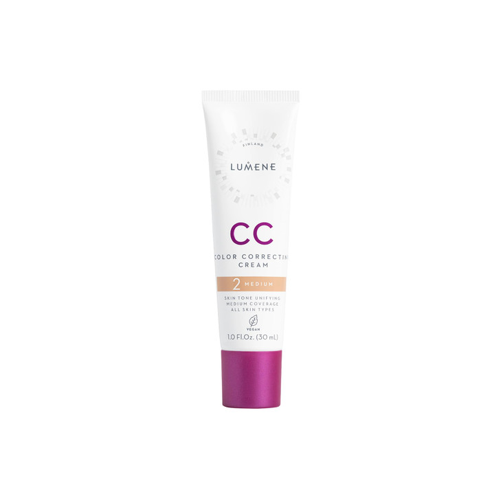 Lumene Color Correcting CC Cream Lightweight Foundation Medium Coverage Redness Reducing Face Makeup for a Glowing