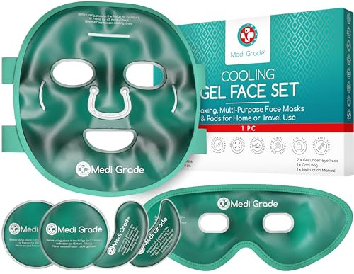 Medi Grade Face Ice Pack and Cooling Eye Mask Set ChillGel Gel Mask Duo