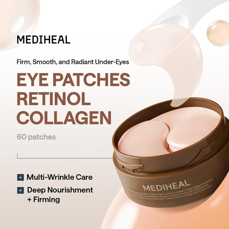 MEDIHEAL 95 Retinol Collagen Under Eye Patches Wrinkle Care 60 Count