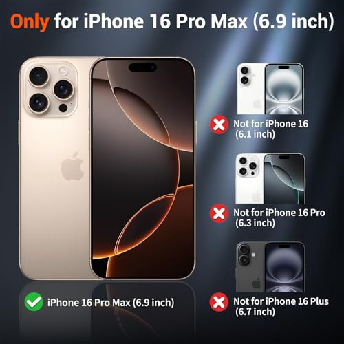 SUPFINE Magnetic for iPhone 16 Pro Max Case (Compatible with MagSafe) (Military Grade Drop Protection) Slim Translucent Matte Shockproof with Anti-Fi