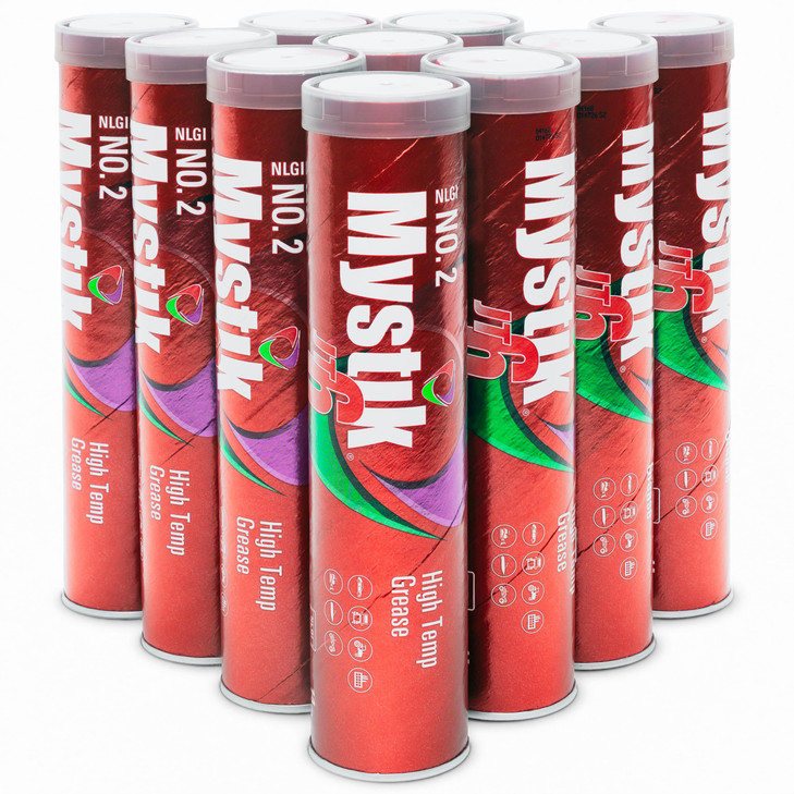 Mystik JT 6 High Temp Grease Tubes for Grease Gun Multi Purpose Red Lithium Complex NLGI 2 Wheel Bearing Grease 14 oz