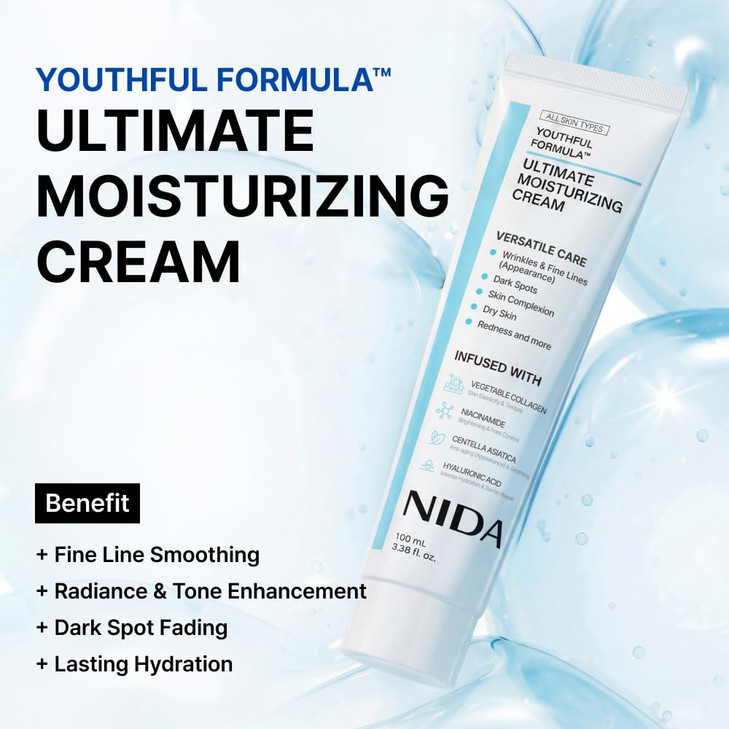 NIDA Youthful Formula Ultimate Moisturizing Cream Centella Asiatica Niacinamide Hyaluronic Acid Collagen Wrinkles Fine