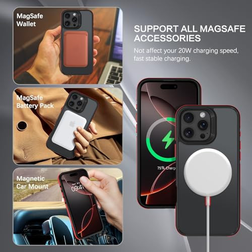 BENTOBEN Magnetic for iPhone 16 Pro Case [Compatible with Magsafe] [Military-Grade Protection] Translucent Matte Slim Thin Anti-Slip Anti-Yellow Wome