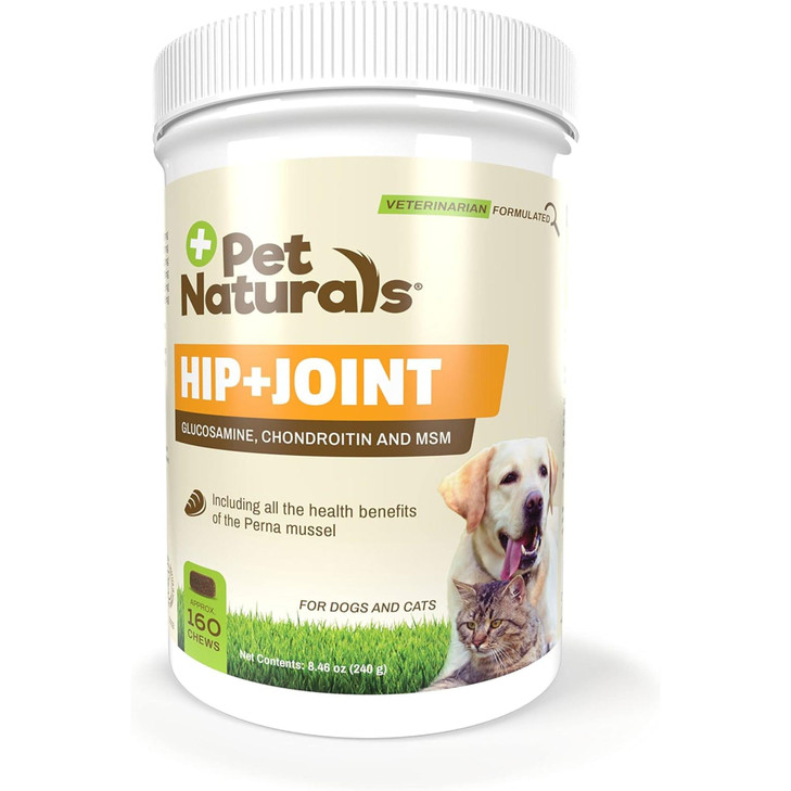 Pet Naturals Hip and Joint Supplement with Glucosamine Green Lipped Mussel and Chondroitin for Dogs and Cats Duck